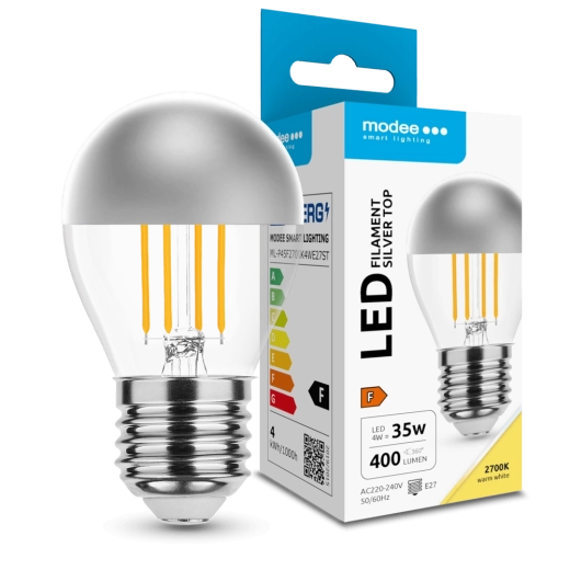 Modee LED ampoule Filament Globe Mini P45 Silver Top 4 W E27 400 lm blanc chaud