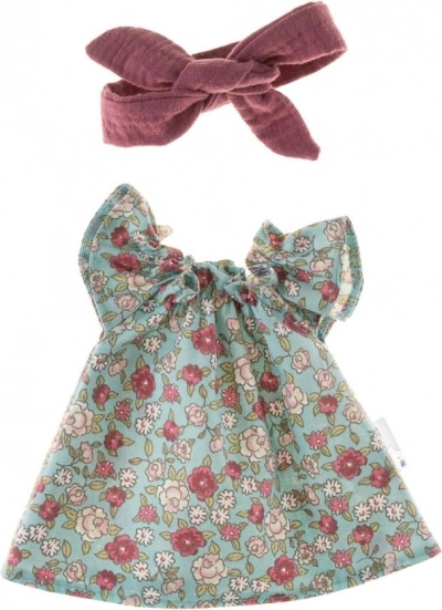 Robe avec serre-tête pour poupée 38 cm fleurs de bruyère