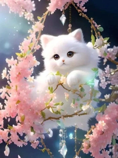 Peinture diamant Chat blanc 30 × 40 cm