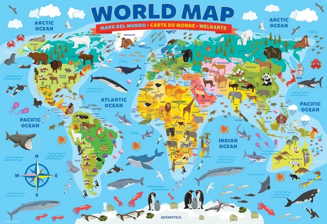 EUROGRAPHICS puzzle Carte du monde illustrée 100 pièces