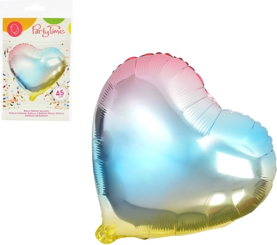 Ballon en foil irisé en forme de cœur 45 cm