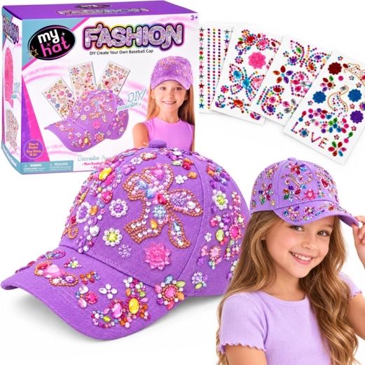 Kit DIY pour décorer une casquette à visière – lavande + autocollants diamantés - 1 pièce