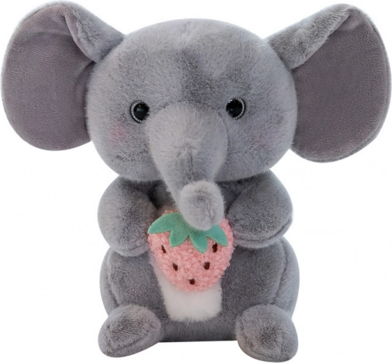 Éléphant en peluche avec fraise gris 23 cm