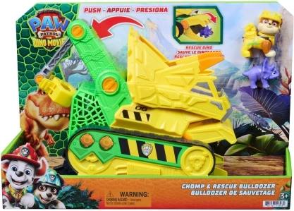 Spin Master La Pat’ Patrouille : Le Film – Sauvetage Dino : Bulldozer Chomp & Rescue de Ruben 23 cm avec figurines