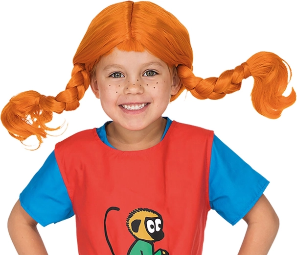 Perruque enfant Pippi Långstrump avec tresses rousses