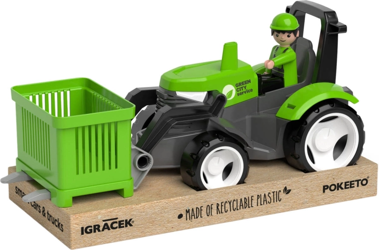 EFKO Igráček MultiGO tracteur vert avec fourches, figurine et palette