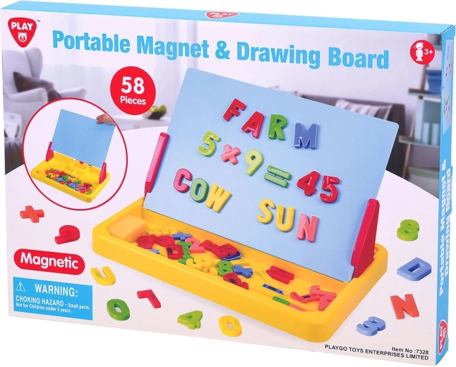 Playgo tableau magnétique et de dessin portable 58 pcs