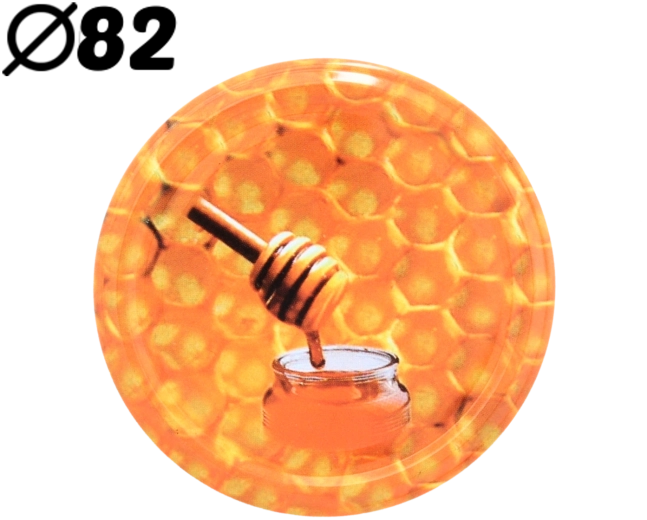 Lot de couvercles 82 mm motif miel, 10 pcs