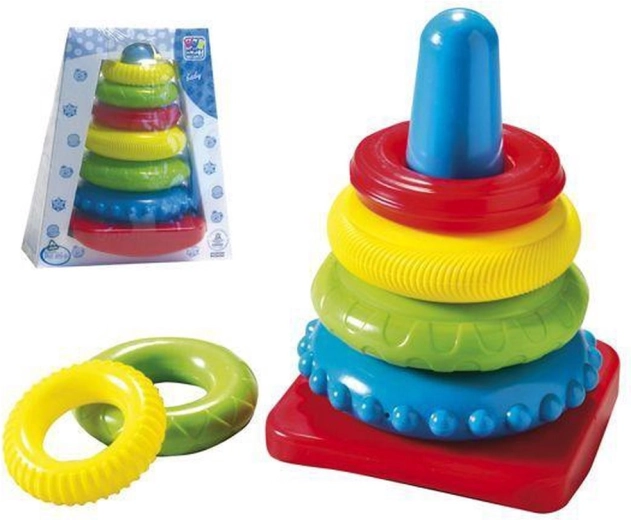 Happy People pyramide avec anneaux colorés 20 cm - 1 pièce