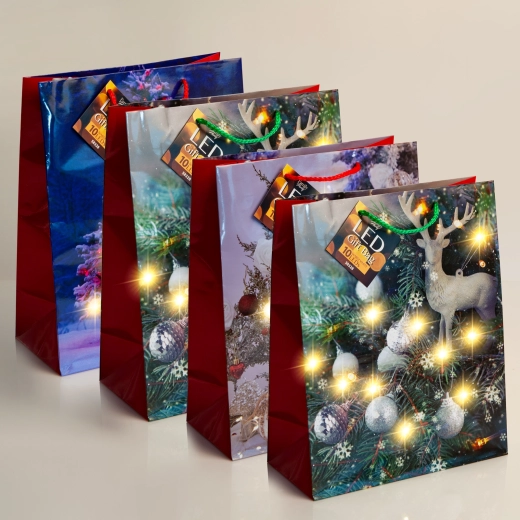 Sac cadeau LED avec éclairage blanc chaud - 1 pièce