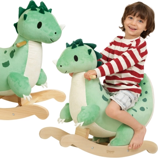 Classic World dinosaure à bascule moelleux en peluche et bois