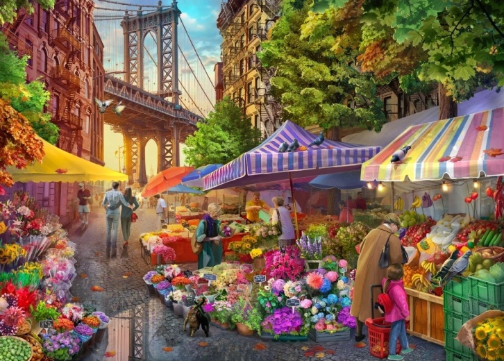 Puzzle Marché aux fleurs à Brooklyn 500 pièces BLUEBIRD