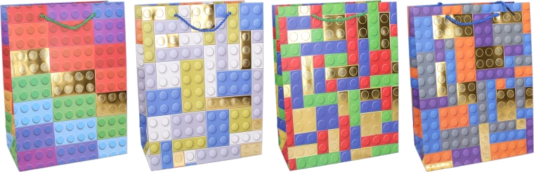 Sac cadeau en papier M 26 × 32 × 10 cm – cubes colorés