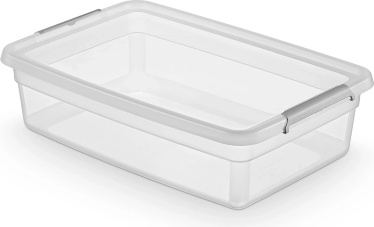 Boîte de rangement Basestore avec couvercle et clips 29 l (58 × 39 × 16 cm)