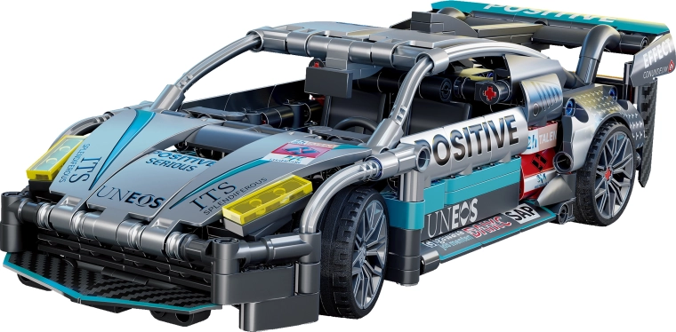 Kit de construction voiture grise à rétrofriction (507 pièces) - 1 pièce