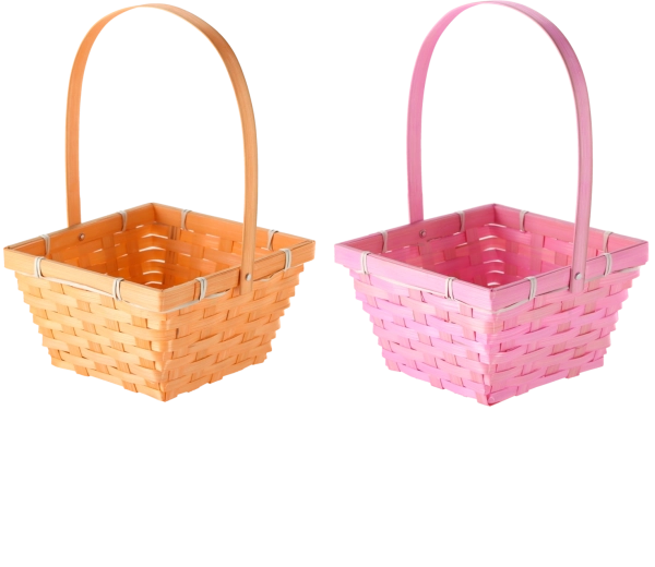 Panier de Pâques avec anse mobile, 18,5 × 18,5 × 10 cm, assortiment de 2 couleurs pastels