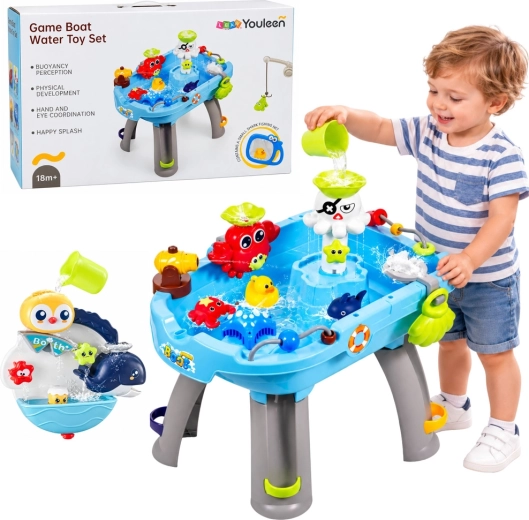 Table d’eau interactive pour attraper les petits poissons – bleu