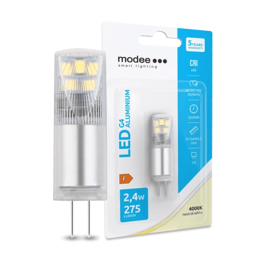 Ampoule LED G4 en aluminium 12 V 2,4 W 4000 K 275 lm MODEE