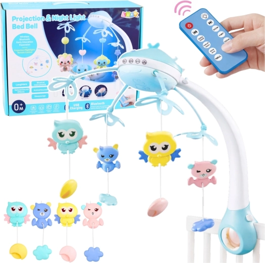 Mobile pour lit bébé avec projecteur et télécommande – rose