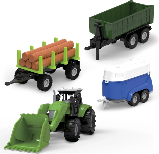 FARM SERVICE set tracteur avec chargeur, bennes et remorque avec lumières et sons