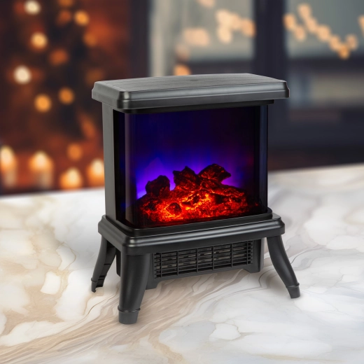 Cheminée électrique avec chauffage et effet de flamme LED à 180°