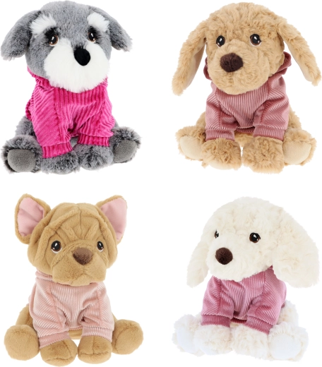 Chiot en peluche Keeleco avec sweat à capuche 18 cm – 4 modèles
