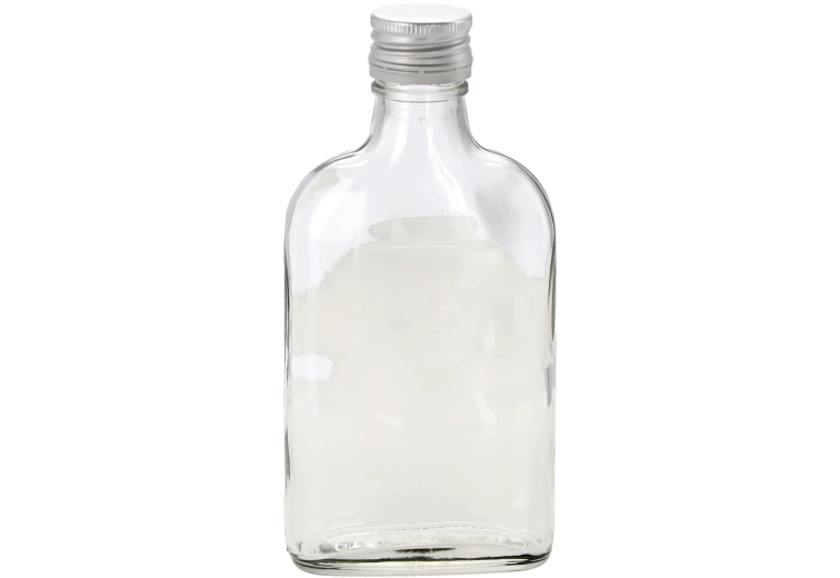 Bouteille plate en verre 200 ml avec bouchon métallique à vis