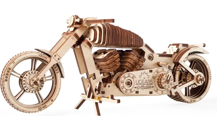 Puzzle 3D en bois moto UGEARS – modèle mécanique sans colle