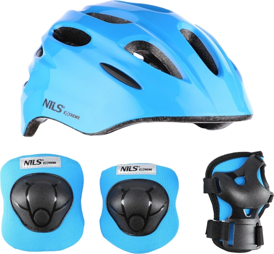 Casque et protections enfant NILS Extreme, bleu – TAILLE XS