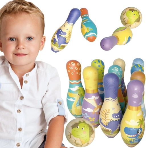 Quilles souples pour enfants avec dinosaures Woopie - 12 pièces