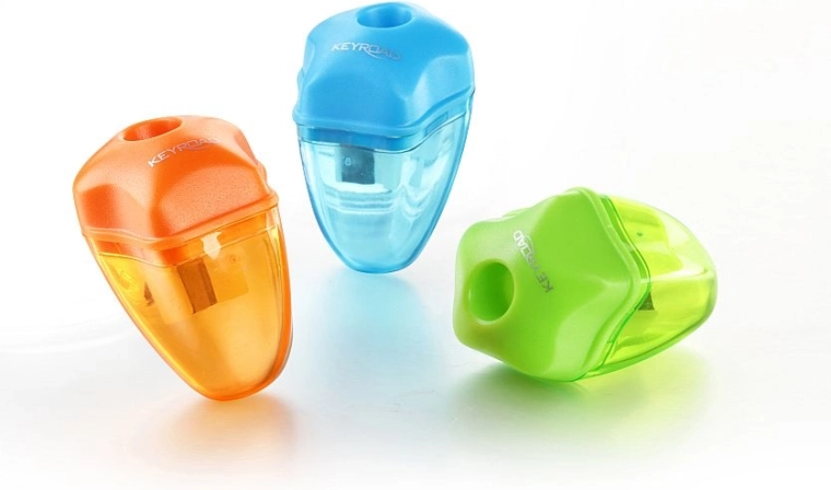 Taille-crayon avec réservoir KEYROAD Star, plastique, assortiment de couleurs