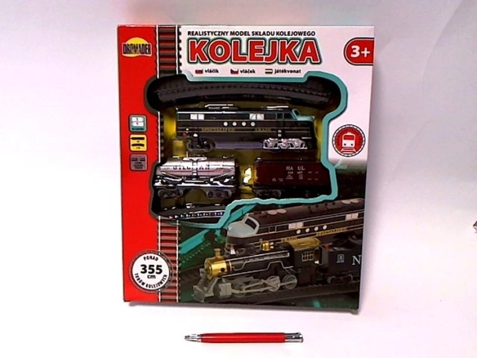 Circuit de train pour enfants avec locomotive et deux wagons 355 cm - 1 pièce