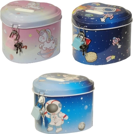 Tirelire pour enfants en forme de cœur avec motif spatial