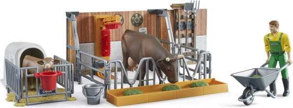 Étable pour bétail avec figurines et accessoires