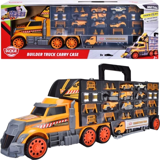 Dickie Toys builder truck carry case – camion de chantier transporteur, mallette de transport pour petites voitures 62 cm