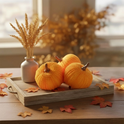 Décorations d’automne en forme de citrouille avec clip, orange, 3 pièces