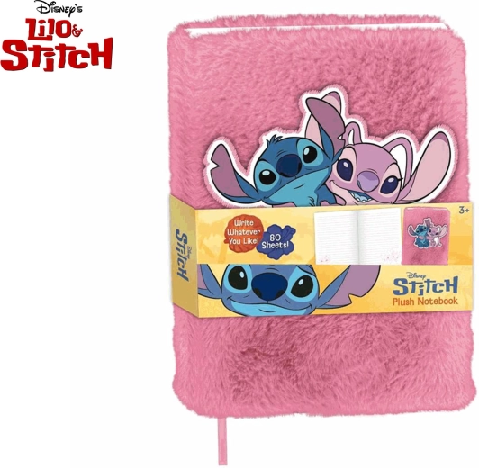 Carnet peluche Lilo & Stitch – rose, 80 feuilles
