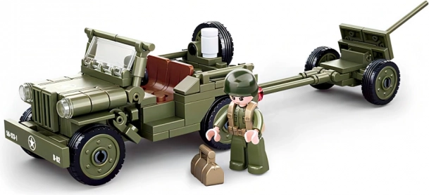 sluban army ww2 jeep allié avec canon antiaérien – jeu de construction