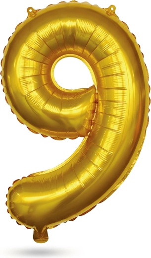 Ballon en aluminium doré en forme de chiffre 9, 40 pouces