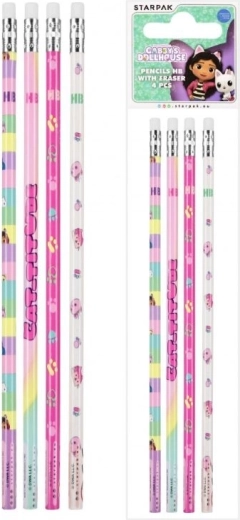 Crayons à papier avec gomme Gabby's Dollhouse (lot de 4 pcs)