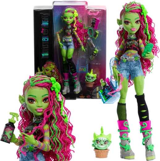 Poupée Monster High Venus McFlytrap avec chaton Chewlian