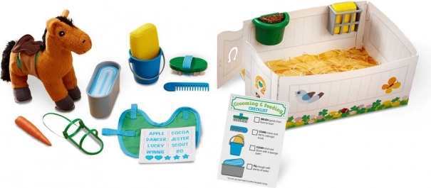 set de soins avec petit cheval en peluche pour enfants 3+