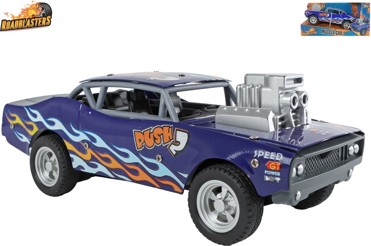 Roadblasters petite voiture muscle car bleue en métal avec propulsion à rétrofriction (pull-back) 20 cm