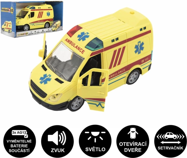 Ambulance en plastique avec lumière et son, 20 cm