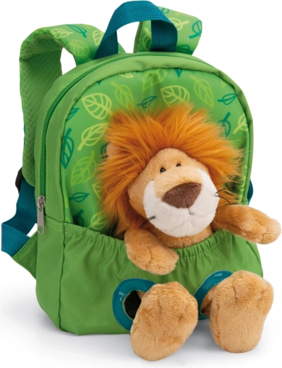 Nici sac à dos pour enfant avec lion en peluche, vert (26 × 21 cm)