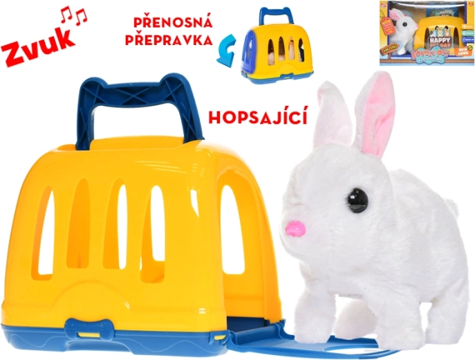 Lapin en peluche interactif avec caisse de transport 17 cm