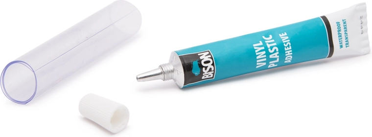 Kit de réparation transparent et étanche pour plastiques souples et vinyle