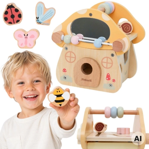 Viga PolarB champignon en bois de motricité avec encastrement, labyrinthe et miroir 18m+
