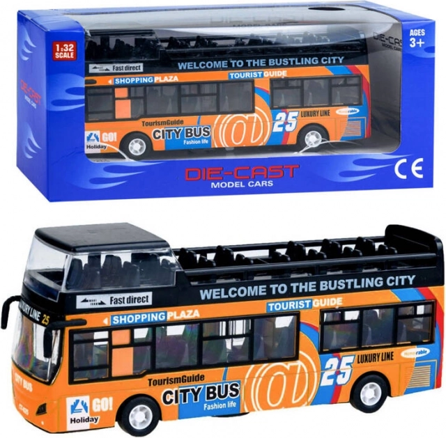 Autobus à impériale en métal avec portes ouvrantes – Orange