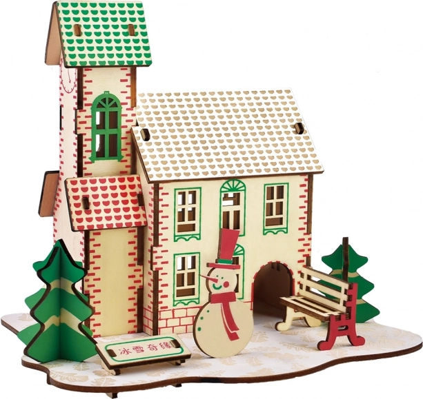 Woodcraft puzzle 3D en bois – maison d’hiver